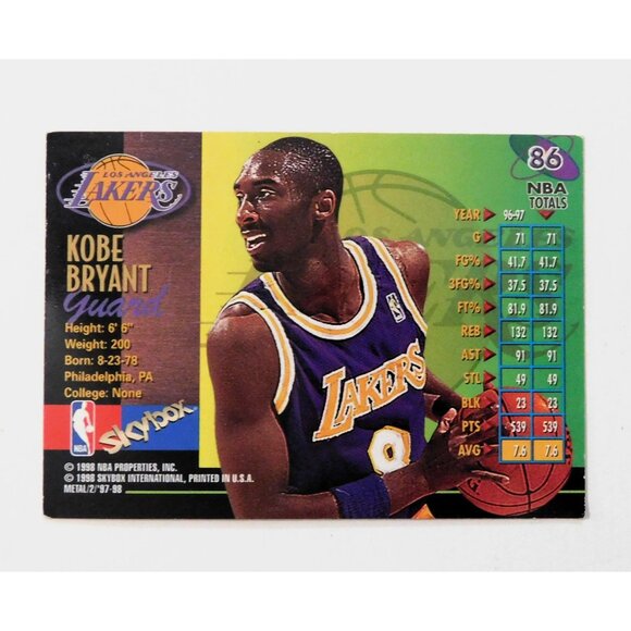 Kobe Bryant 1998 SkyBox Metal Universe #86 Los Angeles Lakers NBA Basketball - Picture 2 of 4